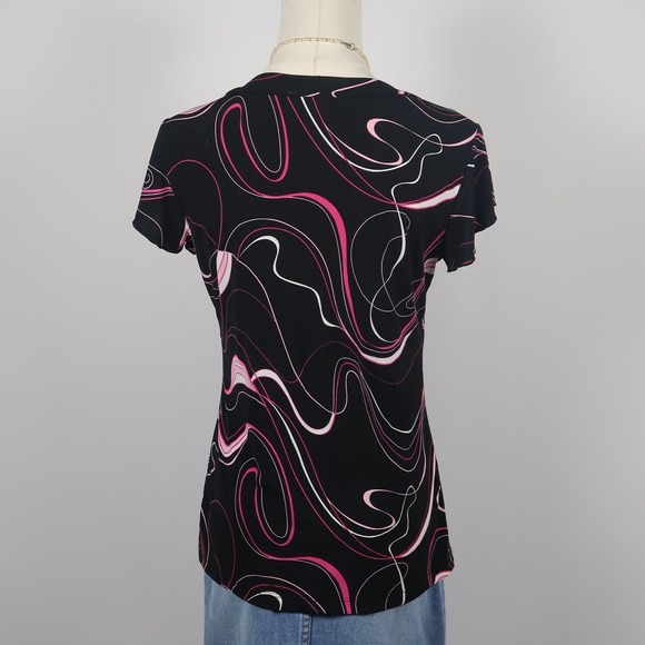 JKLA California Black Pink Swirl Print with Built In Neck Line Layer Size S - Picture 4 of 5